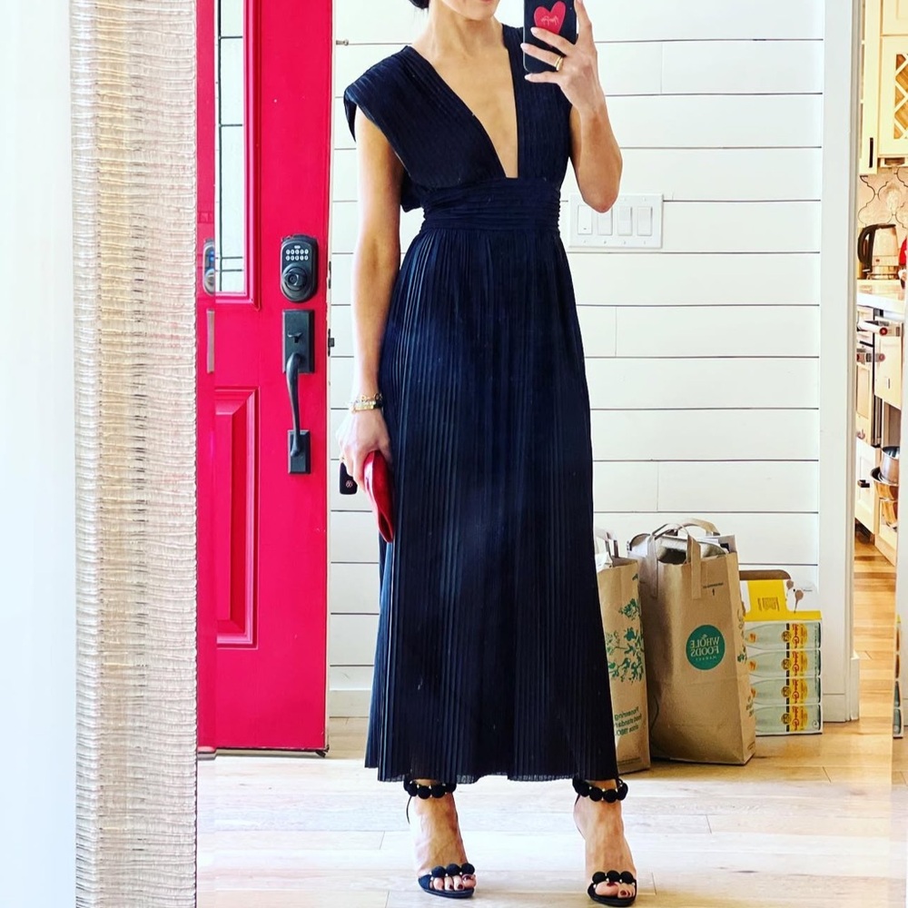 Sabina Musayev Black V-Neck Maxi Dress